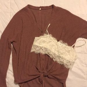 Worn once! Thermal top that ties in front